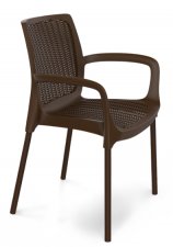 Пластиковый стул на металлических ножках для уличных кафе и ресторанов коричневого цвета